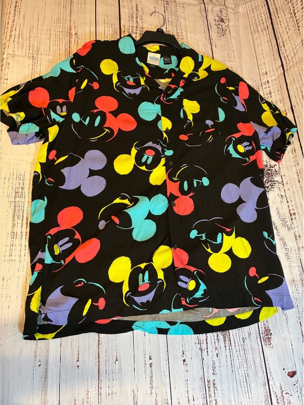 Disney Mickey and Friends black button front shirt XXL